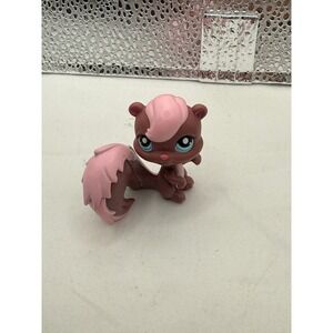 Littlest Pet Shop LPS Brown Skunk Pink Hair Tail‎ Figure Toy